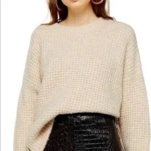 Top Shop Oatmeal Zip Detail Waffle Knit Sweater in US 12